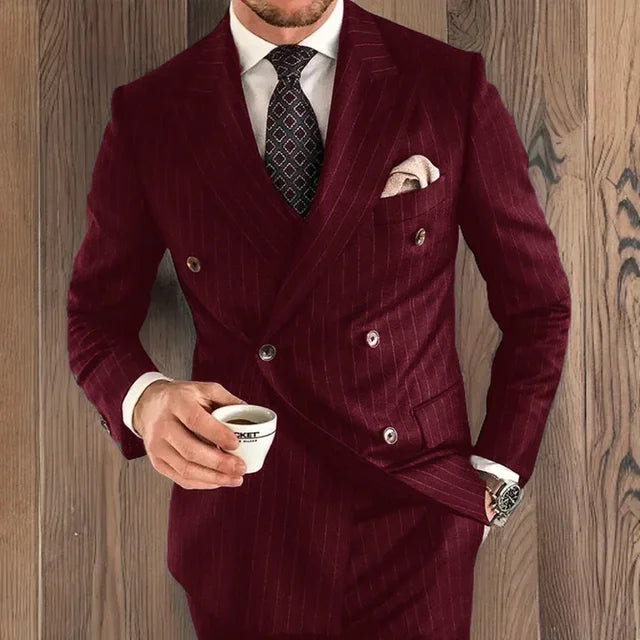 2025 Black Stripe Men Suits Double Breasted Blazer Latest Coat Designs Slim Fit only Jacket Tuxedos Custom Made Groom Prom