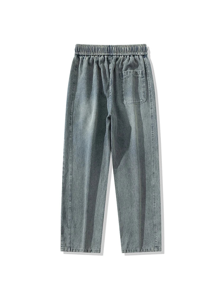 Spring Autumn Baggy Jeans Men Trousers Wide Leg Straight Denim Pants Daily Streetwear Loose Casual Jeans Asian Size L-6XL