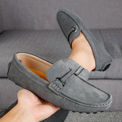 Genuine Leather Men Casual Shoes High Quality Suede Slip on Man Loafers Flats Soft Non Slip Mens Driving Shoes Size 38-46