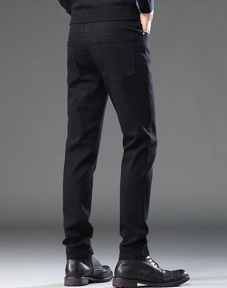 Men's Premium Lightweight Business Stretch Denim Pants - Versatile Slim Fit Straight Leg Long Trousers for All Seasons