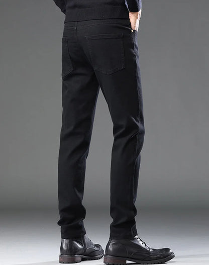Men's Premium Lightweight Business Stretch Denim Pants - Versatile Slim Fit Straight Leg Long Trousers for All Seasons