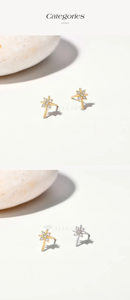 Snowflake Moissanite Earrings DVVS1 Real 925 Sterling Silver 18K Gold Plated for Women Wedding Engagement Party Jewelry