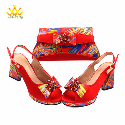 Coffee Color INS Hot Sale New Arrivals 2024 Italian Design Shoes Matching Bag Set Super High Heels Pumps for Garden Party