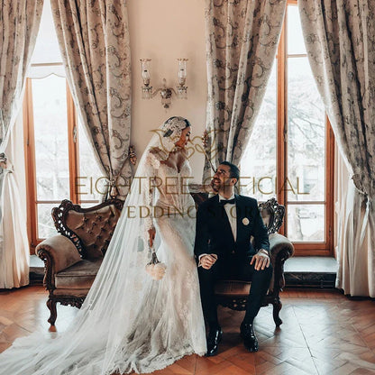 2025 Mermaid Wedding Dresses Boho Sweetheart Long Sleeves Bridal Dress Without Veil Wedding Ball Prom Gowns Customized