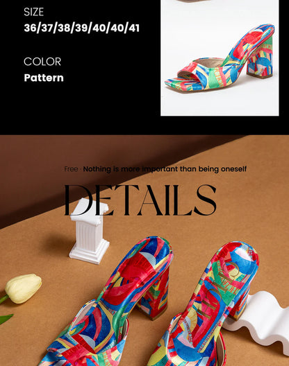 Women's Thick Heel Sandals 2024 Brand New Square Open Toe Sliding Toe Sandals