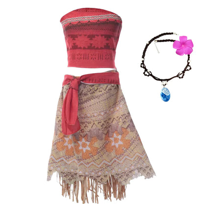 2024 New Movie Moana 2 Girl Dress Halloween Party Costume Princess Fancy Clothes Children Vaiana Outfit Dress