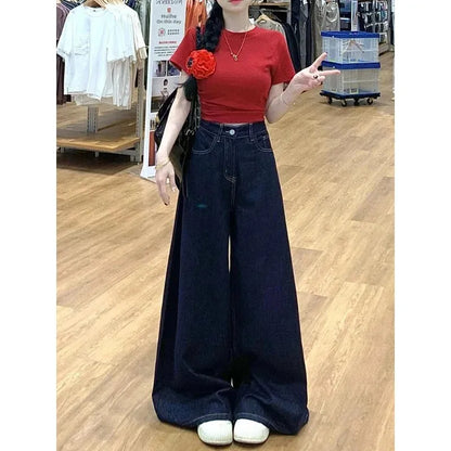 Vintage High-Waisted Wide-Leg Jeans Skirt Style For Women
