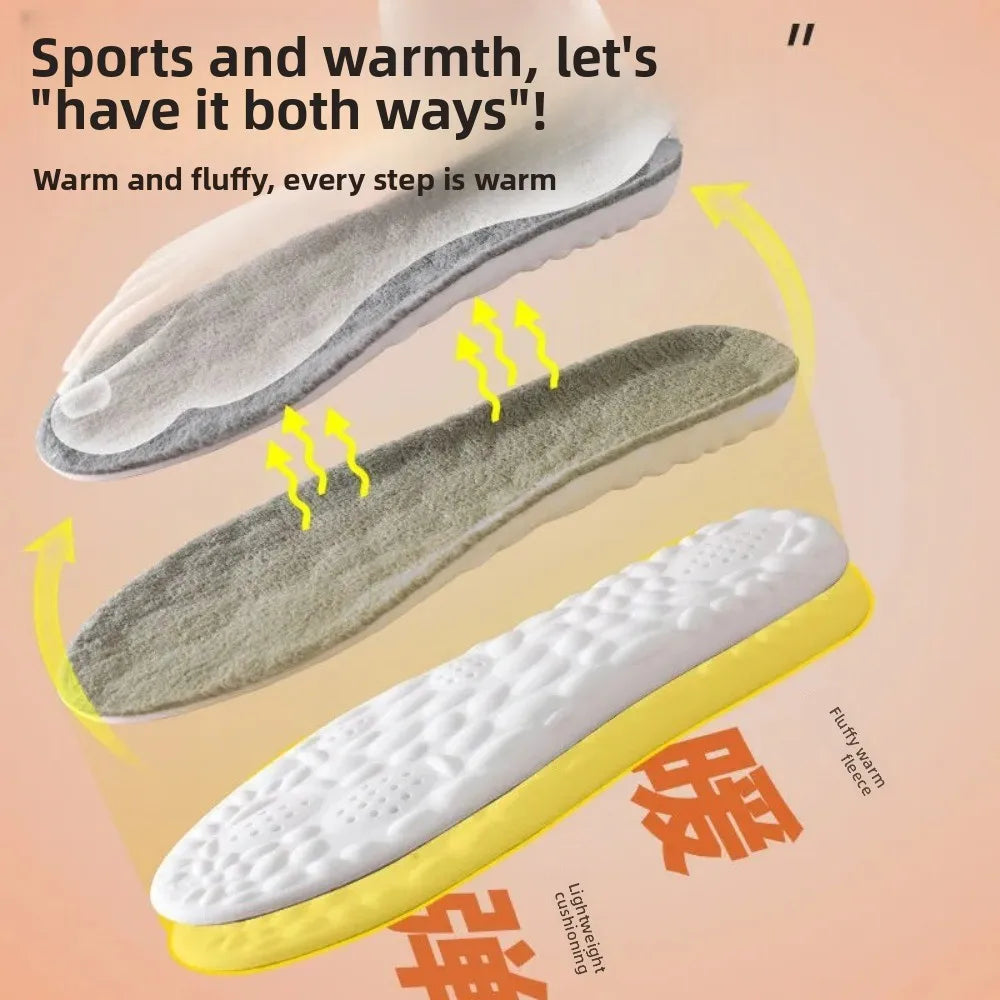 Thickened Cashmere-Like 4D Cloud Insole - Fleece-Lined Warm Comfortable Breathable Moisture-Wicking & Odor-Resistant