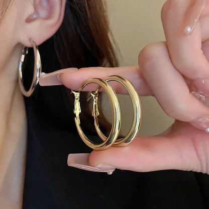 EVISPOL Elegant Golden Hoop Earrings for Women Thick Design Lightweight & Comfortable Perfect for Daily Wear or Parties Jewelry