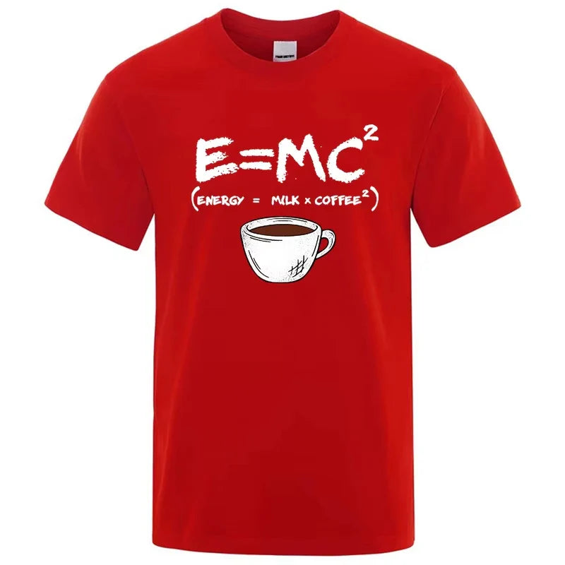 Summer Men's T-shirt 100% Cotton Casual Funny Energy=Milk+Coffee Print Men Cool Loose O-neck Tops For Men Short Sleeve Male Tees