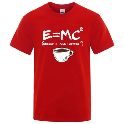 Summer Men's T-shirt 100% Cotton Casual Funny Energy=Milk+Coffee Print Men Cool Loose O-neck Tops For Men Short Sleeve Male Tees