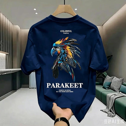 New Style American Pure Cotton Loose Men's T-shirt Fashion for Summer Casual Daily Sport Round-neck Hip-hop Short-sleeved Shirt