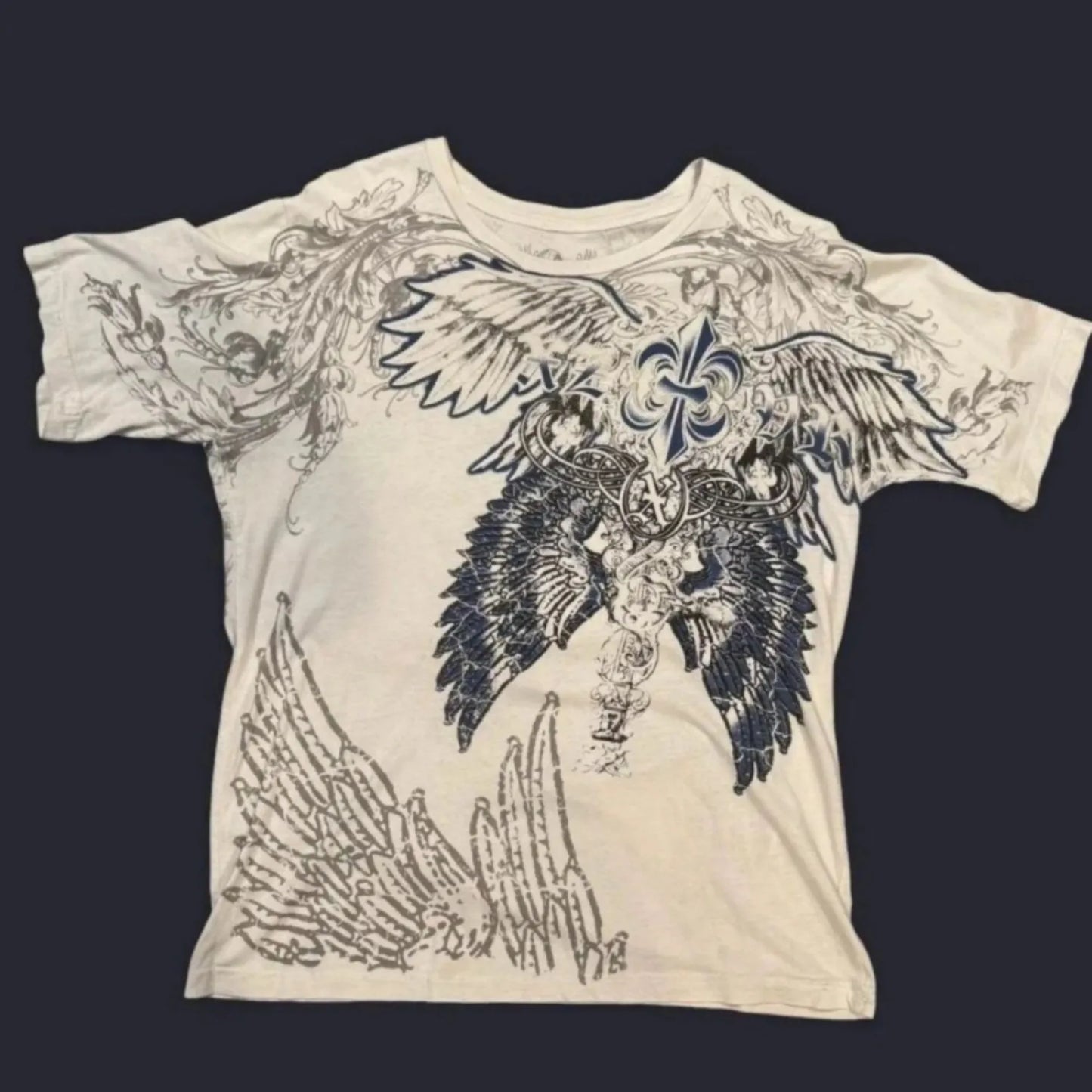 men's summer skull angel wing print comfortable and breathable round neck T-shirt outdoor street versatile top