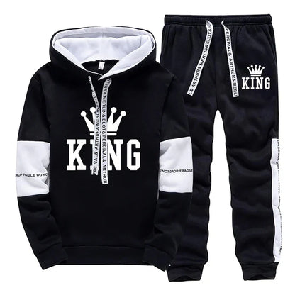 King Printing Mens Tracksuit Hot Sales Casual Hoodie Pants Streetwear Outdoors Mens Clothing Single Piece Sweatshirts Sweatpants