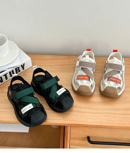 2026 Summer Kids Sandals for Boys Anti-slippery Sole Toddler Beach Shoes Hook&loop Baby Boys First Walkers Barefoot Casual Wear