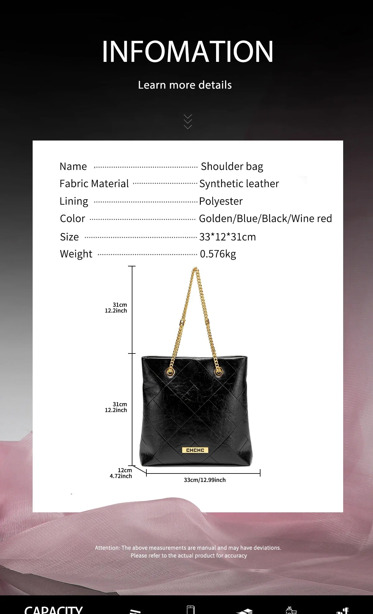 Women's Tote Bag 2025 New High Quality Chain Bag Women's Shoulder Bag Business Commuter