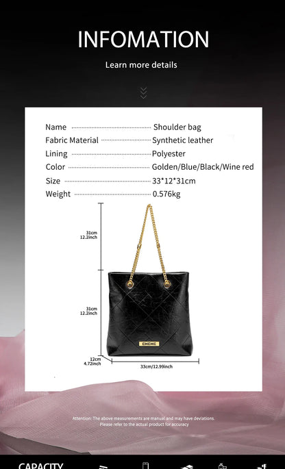 Women's Tote Bag 2025 New High Quality Chain Bag Women's Shoulder Bag Business Commuter