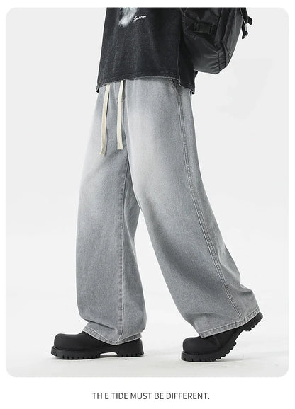 Men's Jeans American Loose Wide-leg Loose Straight Casual Trousers Street Hip-hop Baggy Jeans Black Grey Blue Streetwear Men