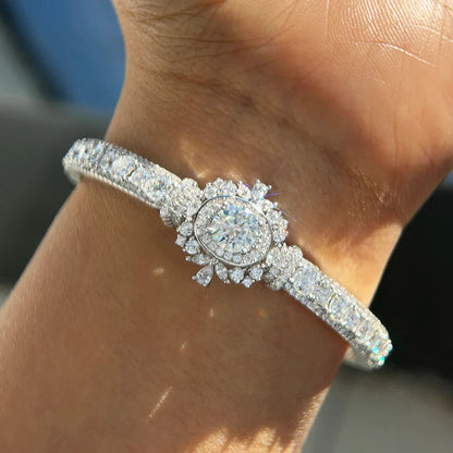 Luxury Moissanite Open Bangles 925 Sterling Silver GRA Certified Lab Diamonds Bracelets for Women Party Fine Jewelry Gifts