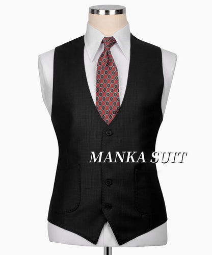 Notch Lapel Single Breasted Full Men's Suits  Smart Casual Business Office Wedding  3pcs Blazer Vest Pants Customized Men's Set