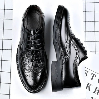 Fashionable Leather Shoes for Men Wedding Groom Formal Business Casual Shoes Comfortable Versatile New Style Rubber Sole