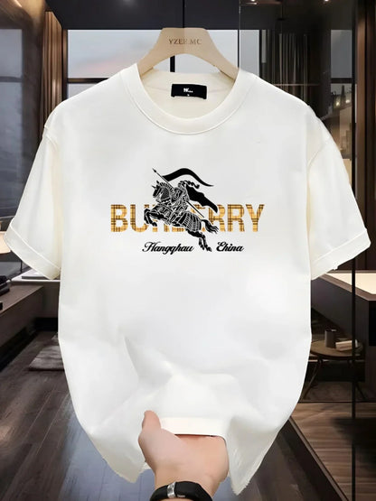 100% pure cotton men's luxurious brand letter print T-shirt, short-sleeved T-shirt, high-quality men's clothing, streetwear