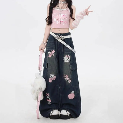 Y2K Hello Kitty Sanrios Loose Anime Wide Leg Pants