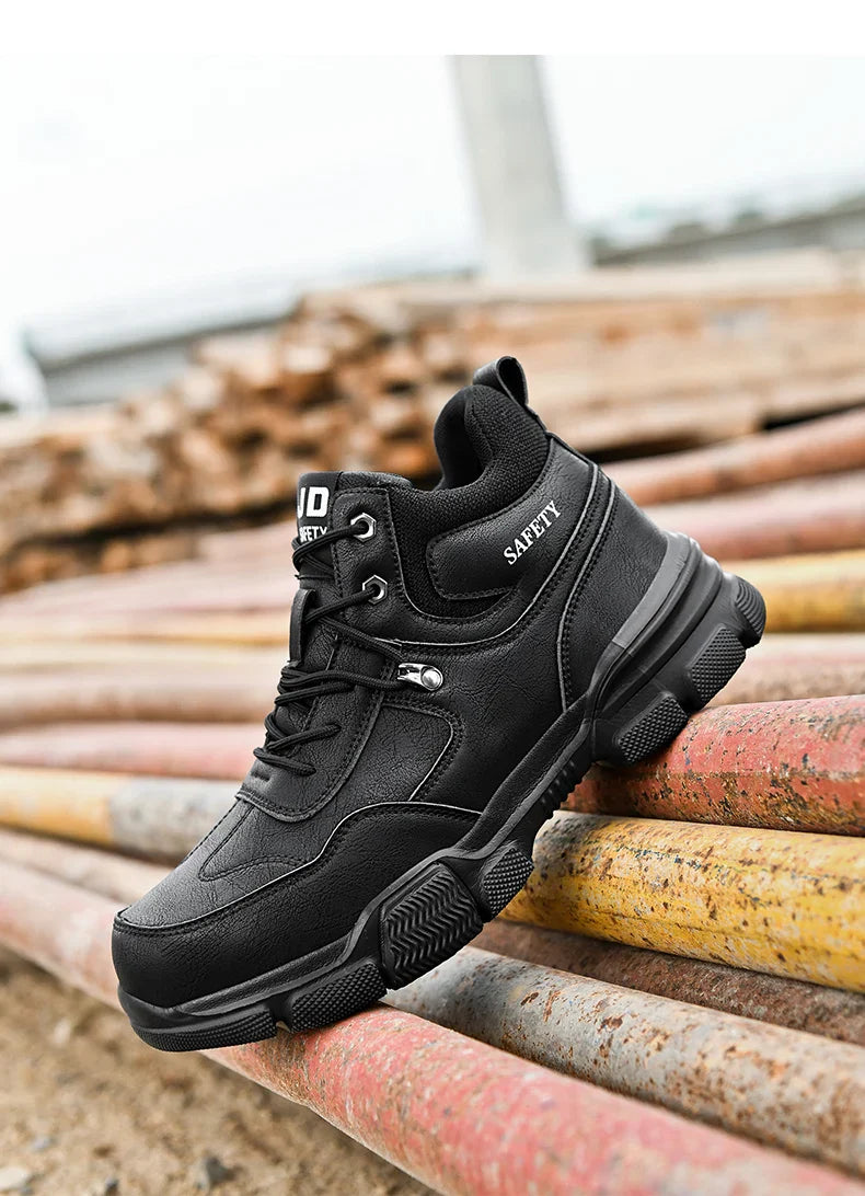 Man Safety Shoes Puncture-Proof Work Sneaker Waterproof Work Shoes Steel Toe Shoes Safety Boots Indestructible Shoes Lightweight