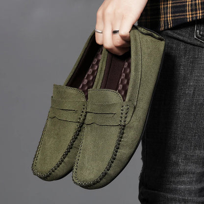Sapatos Masculinos Casuais de Camurça, Respiráveis, de Couro, Loafers Masculinos, Slip-on, Sapatos de Dirigir Masculinos, Marca de Luxo, Sapatos Náuticos Confortáveis