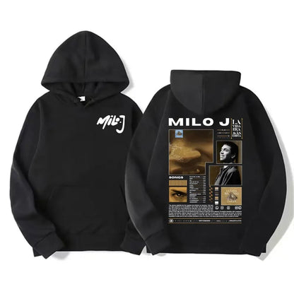 Rapper Milo J Oversized Hoody Album La Vida Era Mas Corta Print Hoodie Men Women Harajuku Pullover Long Sleeves Thick Sweatshirt