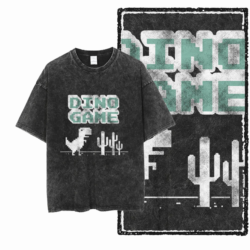 THEME Printed Cotton Acid Washed Exclusive Graphic Unisex T Shirt Cool Streetwear Men Tshirts Big Size Tee for men