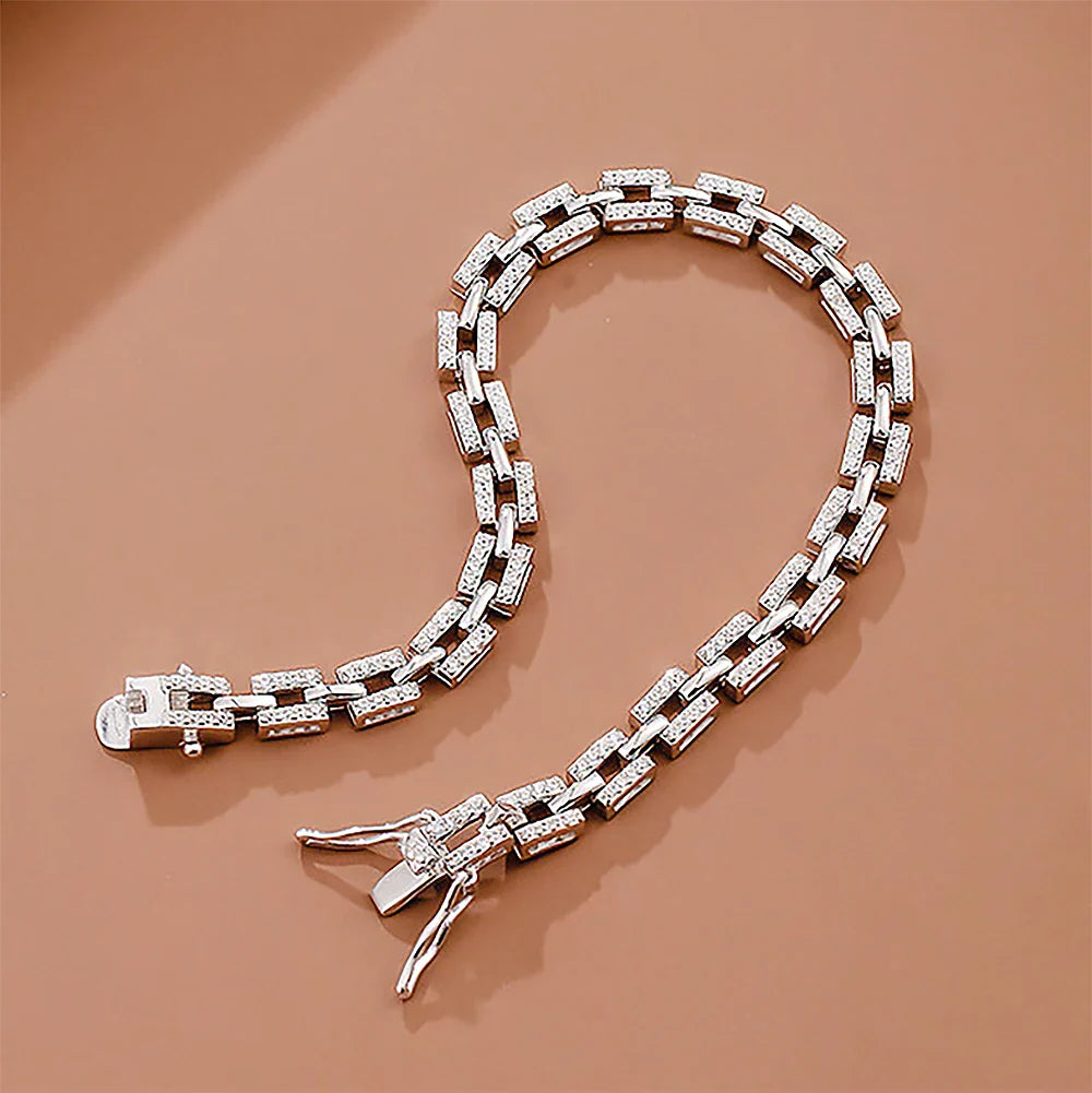 Hip Hop Moissanites Diamond Bracelets 925 Sterling Silver Cuban Chain Luxury Designer Tank Chain for Women Party Fine Jewelry