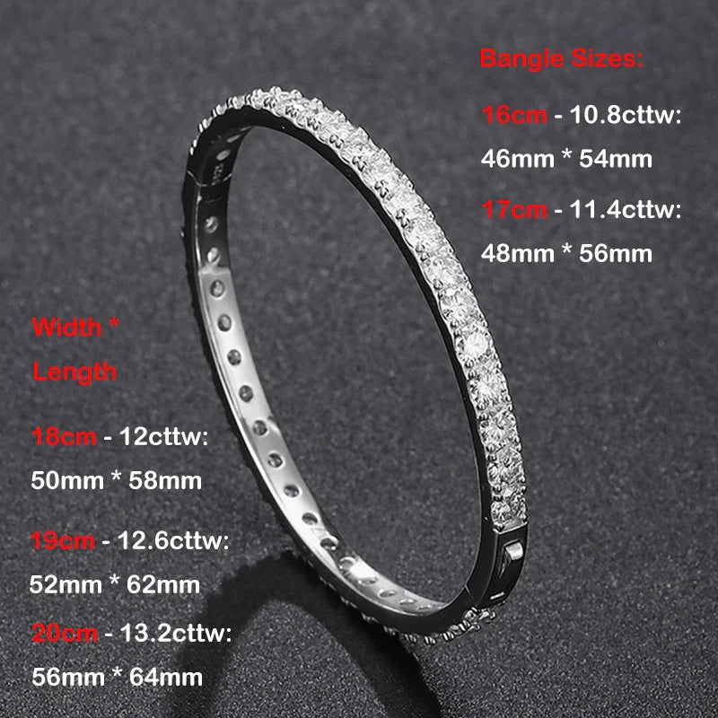 Real GRA Certified D Color 4mm 0.3CT Full Moissanite Bangle Bracelet for Woman Party S925 Sterling Silver Diamond Bracelets