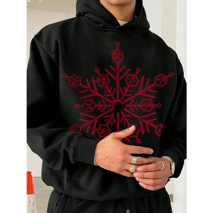 Print White Hoodie, Oversized Streetwear Sweatshirt for Men Women Long Sleeve Casual Autumn Top, Unisex
