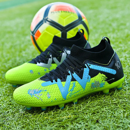 AG FG Athletic Soccer cleats PU Fabric Comfort Upper TPU Anti-slip Long Studs Sole Reliable Quality Adult Kids Training Shoes