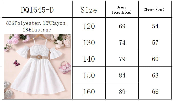 Vestido Feminino de Verão Ombro a Ombro Cinto Cor Sólida