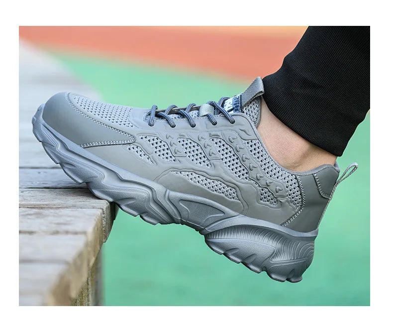 Summer Work Shoes with protection breathable Lightweight ShoesSteel Toe Shoes Men  Anti-smashing Industrial Safety Shoes