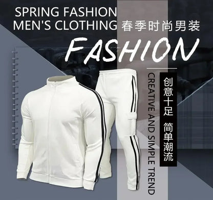 2025 New Men's Zipper Tracksuit Set Sweatshirt and Sweatpants Sports Suit Running Fitness Clothing