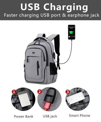 Large Capacity Backpack Men Laptop Backpacks 15.6 Oxford Black Solid High School Bags