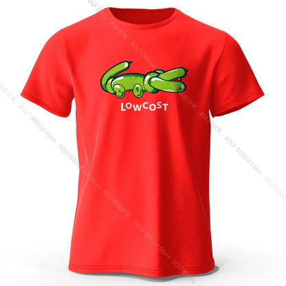 Men's Joke The Lowcost Printed T-Shirt 100% Cotton Oversized Funny Graphic Tees for Women Summer Tops Casual Streetwear