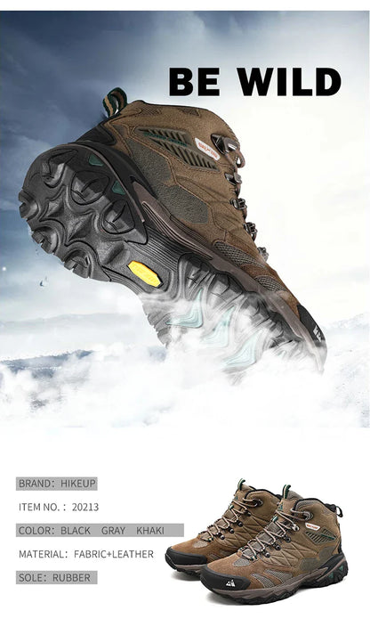 Winter Boot Men Outdoor Hiking Boots Suede High Top Leather Outdoor Trekking Sneakers Mens Mountain Tactical Boots