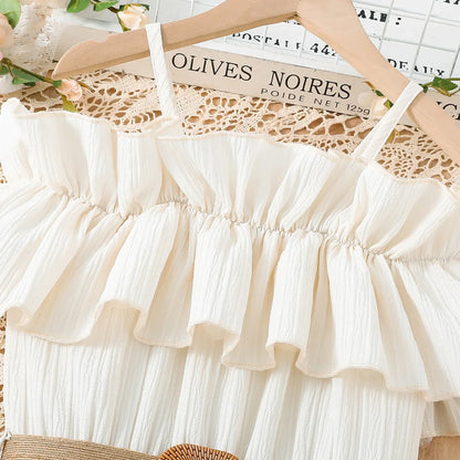 Girls Casual Dresses One-line Shoulder Strap Patchwork Lace Dress Kids Clothes Girls 8 To 12 Years Princess Dress for Girls