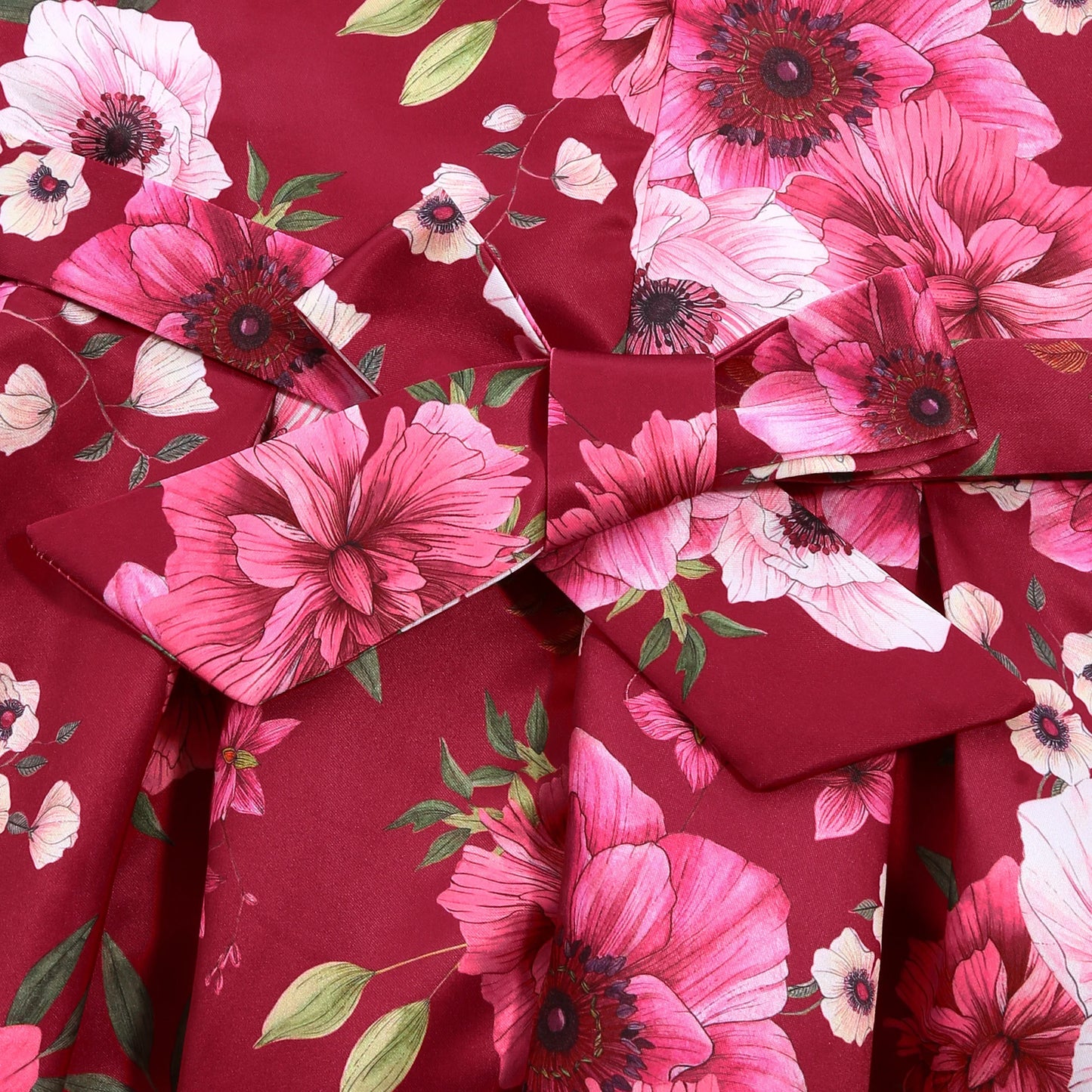 Cross-border special summer burst dress girls printed waist wedding dress flower girl short-sleeved princess puffy skirt