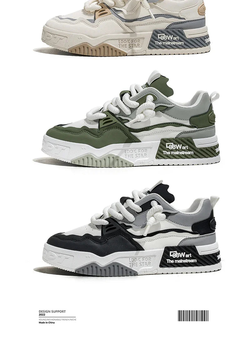 Men's Trendy Skate Shoes, Comfy Non Slip Casual Lace Up Sneakers For Men's Outdoor Activities