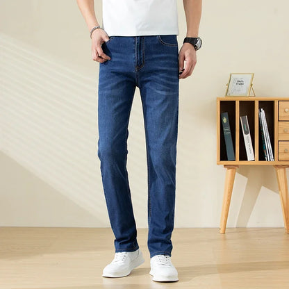 Summer Thin Mens Clothing Cowboys Slim Straight Jeans Men Denim Pants Casual Regular Fitness Men's Trousers Light Blue 2026 Y2K