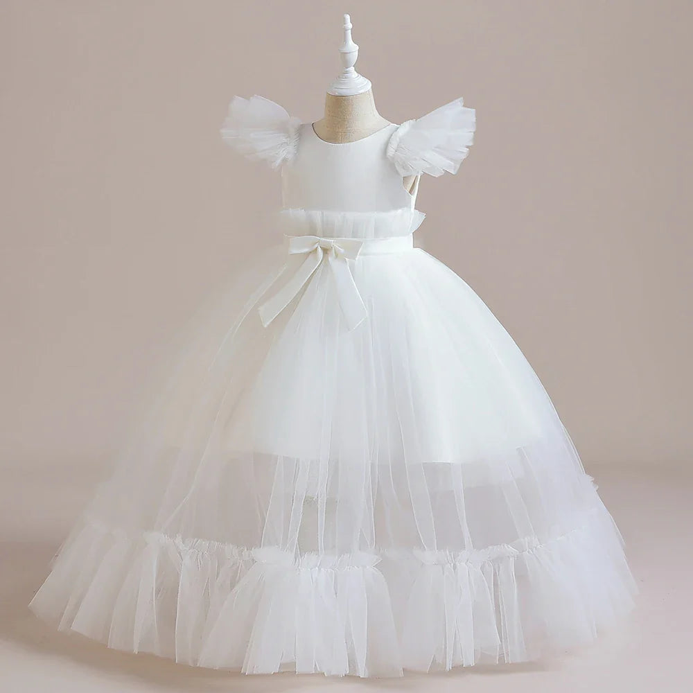 Summer Baptism Bridesmaids Girls Party Dresses Elegant Tulle Wedding Birthday Princess Prom Dress Girl First Communion Vestidos