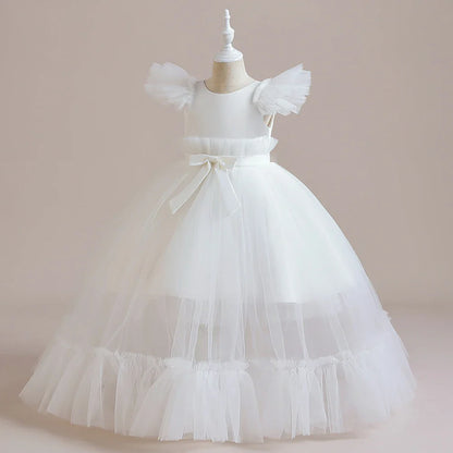 Summer Baptism Bridesmaids Girls Party Dresses Elegant Tulle Wedding Birthday Princess Prom Dress Girl First Communion Vestidos
