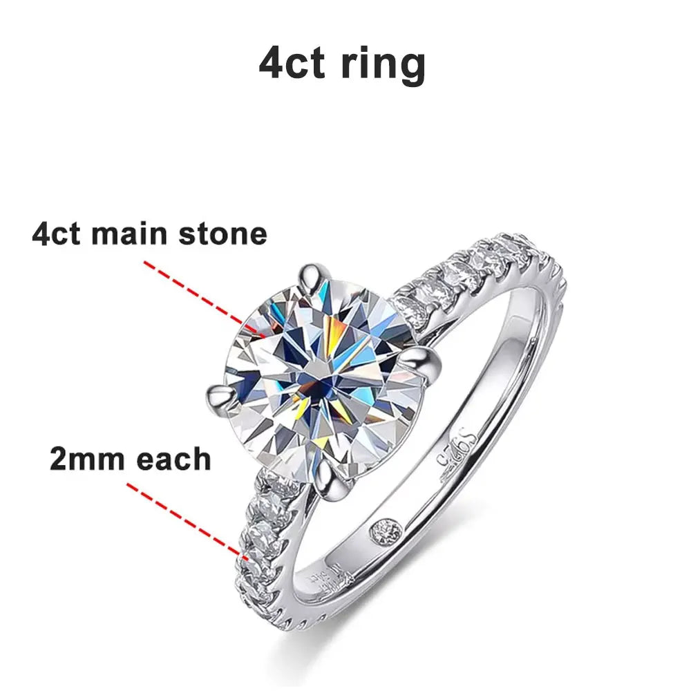 D VVS1 Moissanite Rings for women Sparkling Diamond Bridal Sets with GRA s925 Sterling Sliver Plated 18k Eternity Band