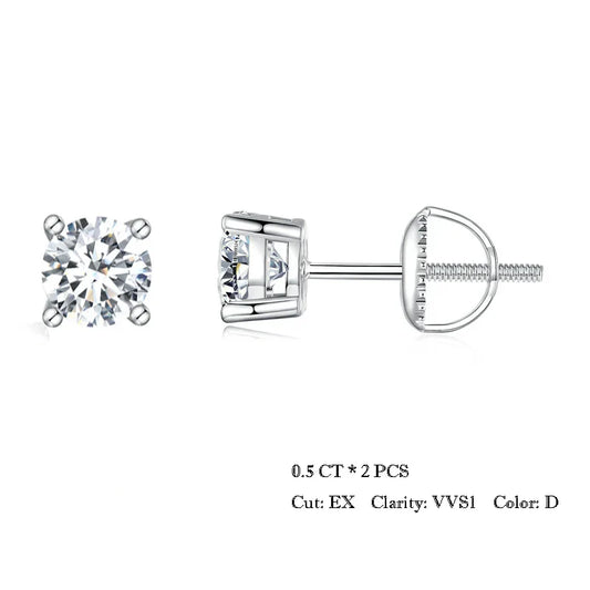 4 Prongs Moissanite Earrings for Women Solid 925 Sterling Silver 2CT VVS1 Lab Diamond Sparkling Classic Wedding Jewelry