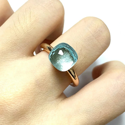 Stylish Purple Crystal Rose Gold Plated Candy Ring 30 Colors Simple Candy Color Jewelry Gift for Women Valentine's Day